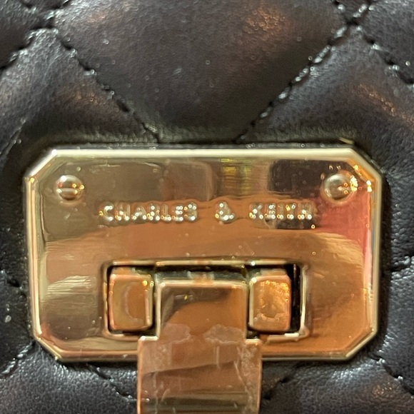 Charles & Keith Black Quilted Crossbody Bag with Chain Strap high-end luxury - Picture 2 of 10